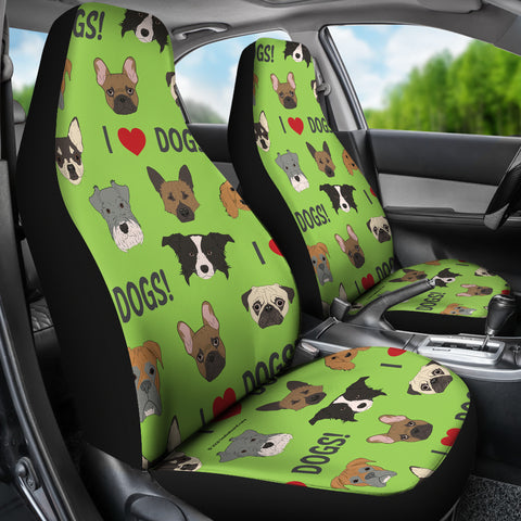 I Love Dogs Car Seat Covers (Richmond SPCA Green) - FREE SHIPPING