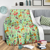 Wildlife Collection - Forest Animals (Light Green) Throw Blanket - FREE SHIPPING