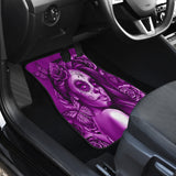 Calavera Fresh Look Design #2 Car Floor Mats (Purple Night Owl Rose, Front & Back) - FREE SHIPPING