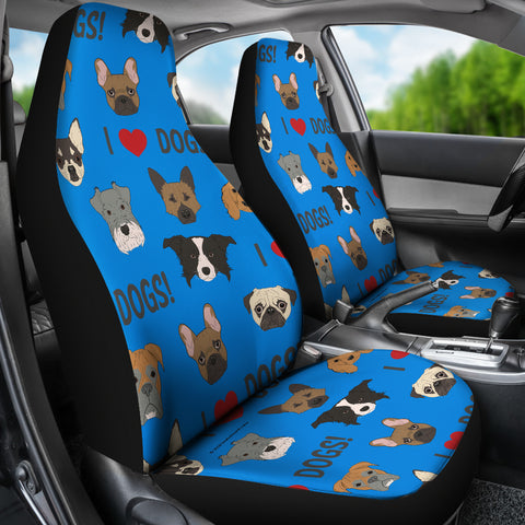 I Love Dogs Car Seat Covers (FPD Blue) - FREE SHIPPING