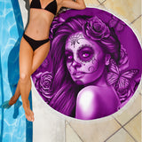 Calavera Fresh Look Design #2 Beach Blanket (Purple Night Owl Rose) - FREE SHIPPING