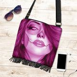 Calavera Fresh Look Design #3 Cross-Body Boho Handbag (Pink Mystic Topaz) - FREE SHIPPING