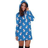 Ugly Christmas Sweater Hoodie - Snowmen Design #1 (Blue) - For Small To Plus Size Divas - FREE SHIPPING