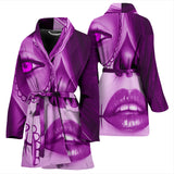 Calavera Fresh Look Design #3 Women's Bathrobe (Purple Amethyst) - FREE SHIPPING