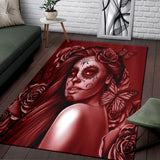 Calavera Fresh Look Design #2 Area Rug (Vertical, Red Freedom Rose) - FREE SHIPPING