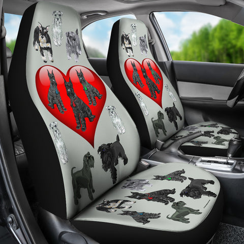 I Love Schnauzers Car Seat Covers (Silver Martin, With Heart)  - FREE SHIPPING