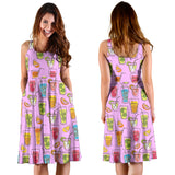Cocktail Drinks Party Midi Dress (Pink) - FREE SHIPPING