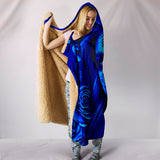 Calavera Fresh Look Design #2 Hooded Blanket (Blue Elusive Rose) - FREE SHIPPING