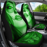 Calavera Fresh Look Design #3 Car Seat Covers (Green Emerald) - FREE SHIPPING