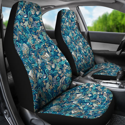 Nautical Design Car Seat Covers (Turquoise) - FREE SHIPPING