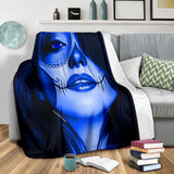 Calavera Fresh Look Design #3 Throw Blanket (Blue Lapis Lazuli) - FREE SHIPPING