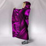 Calavera Fresh Look Design #2 Hooded Blanket (Pink Easy On The Eyes Rose) - FREE SHIPPING