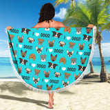 I Love Dogs Beach Blanket (FPD Cyan) - FREE SHIPPING