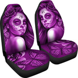 Calavera Fresh Look Design #2 Car Seat Covers (Purple Night Owl Rose) - FREE SHIPPING