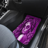 Calavera Fresh Look Design #2 Car Floor Mats (Purple Night Owl Rose, Front & Back) - FREE SHIPPING