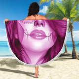Calavera Fresh Look Design #3 Beach Blanket (Pink Mystic Topaz) - FREE SHIPPING