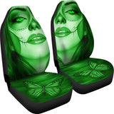 Calavera Fresh Look Design #3 Car Seat Covers (Green Emerald) - FREE SHIPPING
