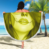 Calavera Fresh Look Design #3 Beach Blanket (Yellow Chrysoberyl) - FREE SHIPPING