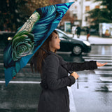 Calavera Fresh Look Design #2 Umbrella (Turquoise Tiffany Rose) - FREE SHIPPING