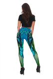 Calavera Fresh Look Design #2 Leggings (Turquoise Tiffany Rose) - FREE SHIPPING