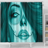 Calavera Fresh Look Design #3 Shower Curtain (Ice Blue Aquamarine) - FREE SHIPPING