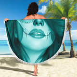 Calavera Fresh Look Design #3 Beach Blanket (Ice Blue Aquamarine) - FREE SHIPPING
