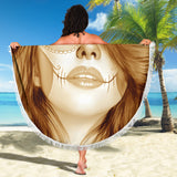 Calavera Fresh Look Design #3 Beach Blanket (Honey Tiger's Eye) - FREE SHIPPING