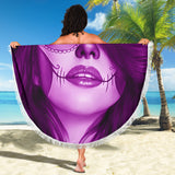 Calavera Fresh Look Design #3 Beach Blanket (Purple Amethyst) - FREE SHIPPING