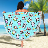 Cute Pandas Design #1 Beach Blanket (Blue) - FREE SHIPPING