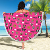 I Love Dogs Beach Blanket (FPD Pink) - FREE SHIPPING