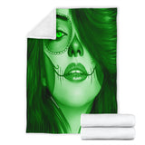 Calavera Fresh Look Design #3 Throw Blanket (Green Emerald) - FREE SHIPPING