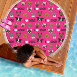 I Love Dogs Beach Blanket (FPD Pink) - FREE SHIPPING