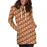 Ugly Christmas Sweater Hoodie Dress - Gingerbread Men Design #3 (Brown) - For Small To Plus Size Divas - FREE SHIPPING