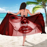 Calavera Fresh Look Design #3 Sarong (Red Garnet) - FREE SHIPPING