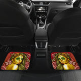 Calavera Fresh Look Design #2 Car Floor Mats (Yellow Smiley Face Rose, Front & Back) - FREE SHIPPING