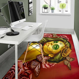 Calavera Fresh Look Design #2 Floor Covering (Horizontal, Yellow Smiley Face Rose) - FREE SHIPPING