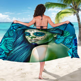 Calavera Fresh Look Design #2 Sarong (Turquoise Tiffany Rose) - FREE SHIPPING