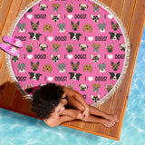 I Love Dogs Beach Blanket (Richmond SPCA Dark Pink) - FREE SHIPPING