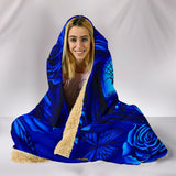 Calavera Fresh Look Design #2 Hooded Blanket (Blue Elusive Rose) - FREE SHIPPING