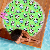 Cute Pandas Design #1 Beach Blanket (Green) - FREE SHIPPING