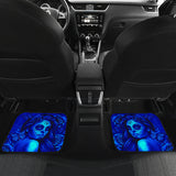 Calavera Fresh Look Design #2 Car Floor Mats (Blue Elusive Rose, Front & Back) - FREE SHIPPING
