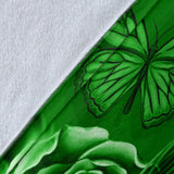 Calavera Fresh Look Design #2 Throw Blanket (Green Lime Rose) - FREE SHIPPING