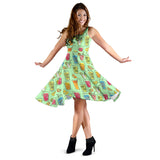 Cocktail Drinks Party Midi Dress (Green) - FREE SHIPPING