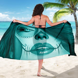 Calavera Fresh Look Design #3 Sarong (Ice Blue Aquamarine) - FREE SHIPPING