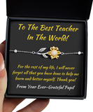 Sunflower Bracelet Gift To My Teacher, Teacher Appreciation Gift, Present For Schoolteacher, Student Teacher Thank You, Teacher From Pupil