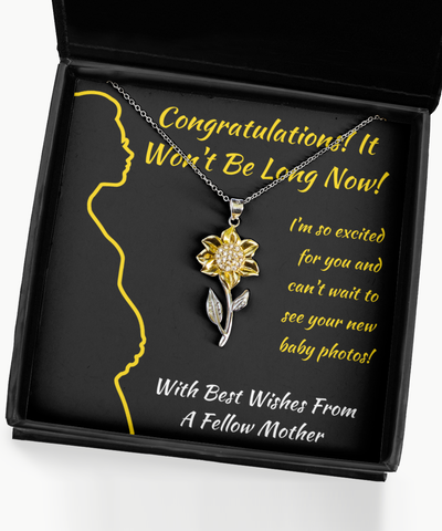 Sunflower Necklace Maternity Leave Gift For Co-Worker, Coworker Congratulations, Leaving To Have A Baby Congrats, Won't Be Long Now