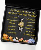 Sunflower Necklace 60th Birthday Gift From Son To Mother, Mom Jewelry Present, Birthday Pendant, Mum, Mommy, Mummy, Ma
