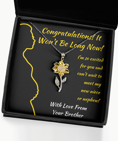 Sunflower Necklace Maternity Leave Gift For Sister From Brother, Congratulations From Brother, Leaving To Have A Baby Congrats, Bro To Sis