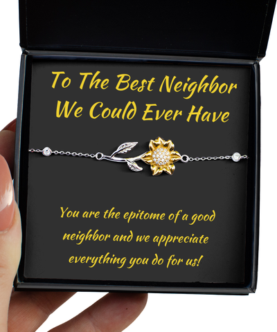 Sunflower Bracelet Gift For Good Neighbor, Neighbor Christmas Gift, We're Glad You're Our Neighbor, Neighbor Thank You, Love Thy Neighbor