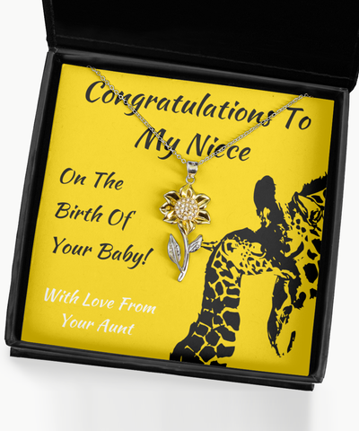Sunflower Necklace Aunt Gift New Baby Congratulations To Niece, New Son Jewelry, To New Mother, Aunt To Mom, New Daughter Congrats